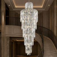 Lustre en cristal de design luxueux, grande suspension lumineuse sur mesure pour hall d'hôtel, villa, salle à manger, éclairage intérieur