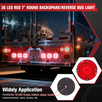2 feux arrière ronds rouges à 36 LED de 7 pouces avec montage en surface à 4 trous pour camping-cars, camions, remorques, bus, fourgonnettes, 12V, étanches IP65