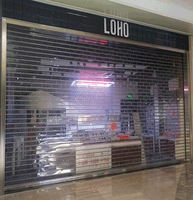 Porte roulante commerciale transparente en métal, cadre en métal, porte roulante en alliage d'aluminium pour supermarché