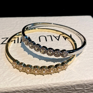 Silver Gold Diamond Encrusted <b>Bracelet</b> Geometric Fashion Jewelry <b>Copper</b> Plated Yiwu Winter 2024 - Product Image 1