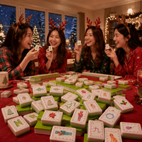 Tuiles de Mahjong de Noël personnalisées, Tuiles de Mahjong Américaines de Noël, Tuiles de Mahjong Rétro Américaines, Ensemble de Tuiles de Mahjong de Luxe Sur Mesure Sundy Sweater