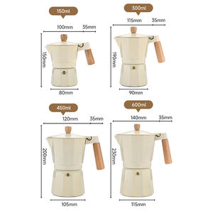 Cafetière Moka 1 tasse, machine à expresso rétro pour cuisinière - Cafetière classique en aluminium avec poignée en bois pour les voyages, le camping et la maison - Product Image 6