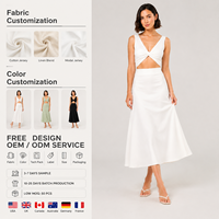 Ensemble deux pièces pour femme : haut court sans manches à col en V avec découpe torsadée et jupe sirène taille haute