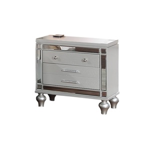<b>Silver</b> <b>Mirrored</b> Nightstand With Drawers Bedroom Furniture - Product Image 3