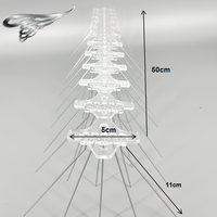 Vente en gros d'usine, piques à oiseaux en acier inoxydable à base plastique à 5 broches, piques à oiseaux en fil d'acier inoxydable, 60 piques, contrôle des oiseaux