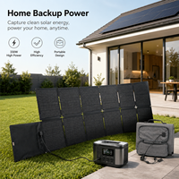 Panneau solaire pliable noir 330W, chargeur solaire portable haute efficacité 42x33cm pour stations d'alimentation, camping en plein air