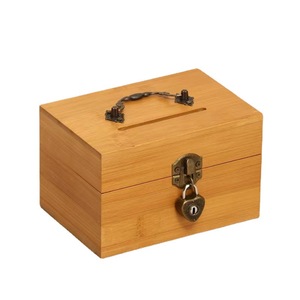 Coffre-fort en bois avec serrure à combinaison, boîte de rangement pour l'épargne et la gestion de la richesse, coffre au trésor en bambou et bois - Product Image 2