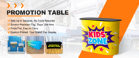 Tables promotionnelles portables personnalisées, comptoirs pliables en plastique pour événements publicitaires et salons professionnels