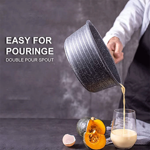 JEETEE Série Marbre 6 pièces Ensemble de casseroles et de plats de style allemand en aluminium moulé sous pression antiadhésif Induction avec couvercle en silicone - Product Image 5