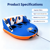 Bouée gonflable tractable pour 3 personnes, en PVC, pour sports nautiques, flotteur triple pour lac, rivière, mer, vente en gros