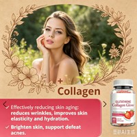 Gummies beauté ODM/OEM au glutathion et collagène, avec niacinamide et vitamine C, anti-âge et éclaircissantes pour la peau, 60 unités