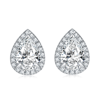 R.GEM. Ensemble de bijoux de luxe en argent 925 avec zircon en forme de goutte d'eau, collier, bague, boucles d'oreilles, plaqué rhodium, pour les cadeaux de Noël