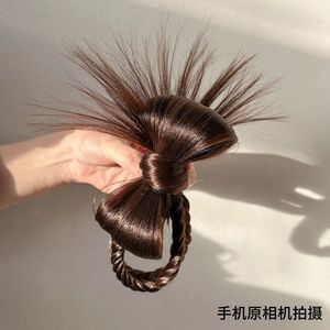 วิกผมทรงบันสีน้ำตาลเข้ม ทำด้วยมือจากเส้นใยทนความร้อนสูง เครื่องประดับศีรษะสำหรับเจ้าสาว เหมาะกับทุกรูปหน้า - Product Image 4