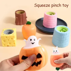 2024 Pop Stress Relief Fidget Toys Squishy Rabbit Squeeze Rebound Cup Easter Gift Carrot Rabbit Pinch Happy Rubber Boys Girls