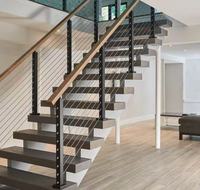 Main courante d'escalier en acier inoxydable et verre, style minimaliste moderne, pour villa duplex, design flottant personnalisé