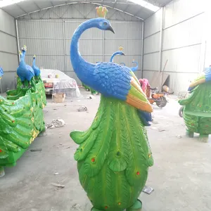 Ngoài Trời Trang Trí Sân Vườn Sợi Thủy Tinh Màu Peacock Tail Ghế Bức Tượng
