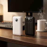 Batterie externe Li-Polymère 10000 mAh à charge rapide 22,5 W avec 3 câbles intégrés Type-C/USB-A/Slim pour iPhone, idéale pour une utilisation portable en extérieur