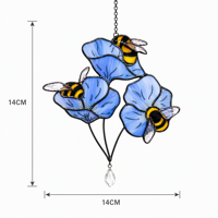 Attrape-soleil en vitrail Art Déco à thème abeille, motif floral bleu, décoration Cottagecore, cadeau unique pour anniversaire YAPPIE HD-0374