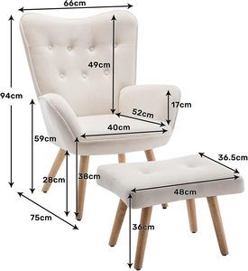 Chaise de loisirs confortable en velours beige avec repose-pieds salon lecture Accent <span class=keywords><strong>fauteuil</strong></span> lounge pour chambre meubles de maison - Product Image 3