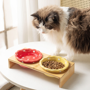 Ceramic <b>Cat</b> Bowl Double Elevated <b>Feeder</b> Stand For <b>Cats</b> And Small Dogs - Product Image 1