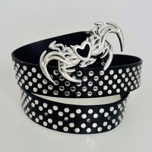 Ceinture en cuir PU avec boucle en strass avec logo personnalisé et expédition rapide en usine en gros avec attache en alliage durable - Product Image 4