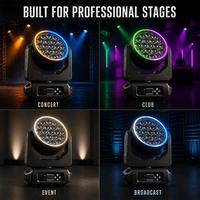 Lampu Wash Moving Head 19x15W CTO Aux Circle Control 16/22/30CH 32-Bit Dimming RDM untuk Pesta dan Perjamuan