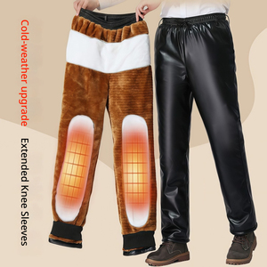 <span class=keywords><strong>Pantaloni</strong></span> <span class=keywords><strong>in</strong></span> <span class=keywords><strong>Ecopelle</strong></span> Foderati <span class=keywords><strong>in</strong></span> Pile, Caldi per l'Inverno, Gamba Dritta, <span class=keywords><strong>Vita</strong></span> Elastica, <span class=keywords><strong>Pantaloni</strong></span> <span class=keywords><strong>in</strong></span> PU per Uomo - Product Image 4