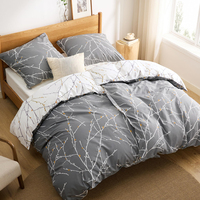 Set Sprei Katun 4 Potong Motif Cetak Gaya Eropa Langsung dari Pabrik dengan Sarung Selimut untuk Penggunaan Rumah & Hotel