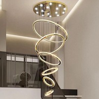 Offre Spéciale Villa Centre d'Affaires Escalier Projet Personnalisé Luxe Moderne Anneau Led Lustre Lumière