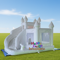 Maison gonflable blanche en PVC commerciale de 13 pieds avec toboggan aquatique et château sautant à balles pour les locations de fêtes