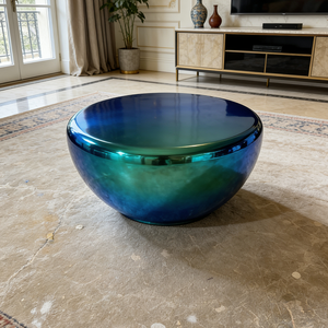 <span class=keywords><strong>Tavolino</strong></span> da Caffè Circolare di Lusso con Finitura Metallica Lucida, Superficie a Specchio Unica ed Estetica, Design d'Interni per Villa e Salone - Product Image 1