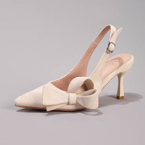 <span class=keywords><strong>Sandali</strong></span> con <span class=keywords><strong>Tacco</strong></span> <span class=keywords><strong>Alto</strong></span> Eleganti e Sexy in Camoscio Lucido con Fiocco e Lacci Punta Affusolata Colore Unito per Matrimoni e Banchetti Stile Europeo-Americano - Product Image 5