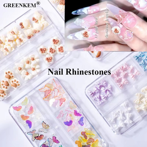 6 rejillas resina <span class=keywords><strong>uñas</strong></span> mariposa accesorios dibujos animados osos de peluche diamantes de fondo plano mezcla acrílico colorido <span class=keywords><strong>uñas</strong></span> encantos para <span class=keywords><strong>uñas</strong></span> - Product Image 1