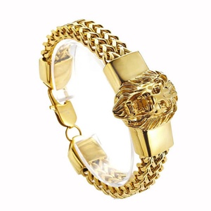 316l Stainless Steel Silver Plating Chain Bracelet Jewelry Gift Whole Sale <b>Men</b> Male Plated lion Head Bracelet Custom - Product Image 4