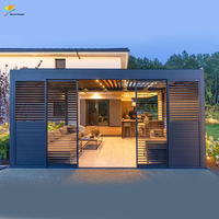 Pergola sur mesure - Pergola moderne en aluminium avec toit à lames motorisées certifiée CE pour terrasse commerciale et restaurant