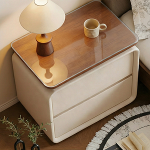 Mesita de Noche Moderna Minimalista de Madera Maciza, Estilo Crema de Lujo, Gabinete de Almacenamiento para Dormitorio - Product Image 5