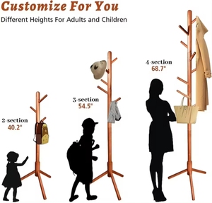 Modern Design Tree Vertical Clothes Hanger <strong>Solid</strong> Wooden Standing Coat <strong>Rack</strong> Multifunction Space Saving Hangers for Clothes - Product Image 3