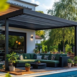 Pérgola de Jardín Exterior de Aleación de Aluminio de Lujo y Económica, con Marco con Recubrimiento en Polvo, Resistente al Agua y a los Rayos UV, para Balcón y Terraza - Product Image 5