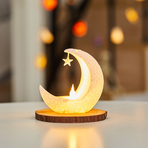 Decorazione Ramadan Lampada Luna Artigianale Ornamento Piccola Luna Illuminata Luce Stellare Eid Al-Fitr Candela LED Regalo Islamico Musulmano Popolare - Product Image 4