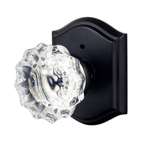 Poignées de porte en verre cristal vintage avec verrouillage d'intimité et base en laiton pour chambre, salle de bain, cuisine