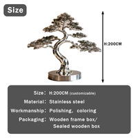 Sculpture d'arbre en métal d'intérieur, art de polissage en forme d'arbre de jardin, grande sculpture d'arbre en acier inoxydable pour plantes