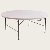 Table pliante ronde de banquet en plastique PE-HD de 60 pouces, 8 à 10 places, blanche et solide, pour l'extérieur, pour événements