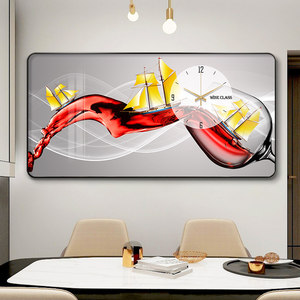 Cuadro de Pared Moderno <span class=keywords><strong>y</strong></span> Sencillo de Lujo Ligero con Reloj, Decoración de Copa de <span class=keywords><strong>Vino</strong></span> para Restaurante, Cuadro Colgante para Sala de Estar <span class=keywords><strong>y</strong></span> Dormitorio - Product Image 6
