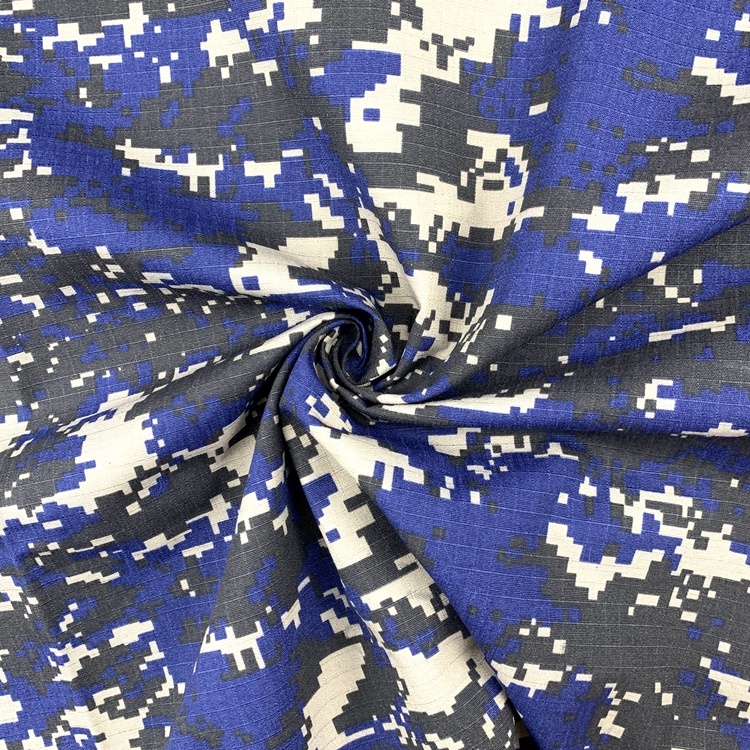 Южная Африка Гана таможенных материал одежды синего цвета из полиэстера и хлопка с принтгом в виде камуфляжной Рипстоп ткань