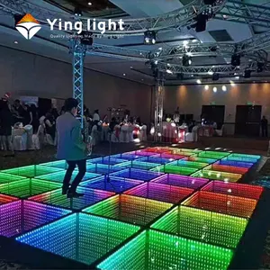发光二极管舞池钢化玻璃磁性3D无限镜视频灯婚礼派对像素发光二极管舞池
