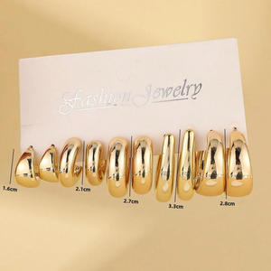 2025 Fashion New Geometric Trendy <b>Gold</b> Silver C Shape Big Water Drop Hoop <b>Earrings</b> <b>Set</b> for Women Jewelry Party Gift - Product Image 2