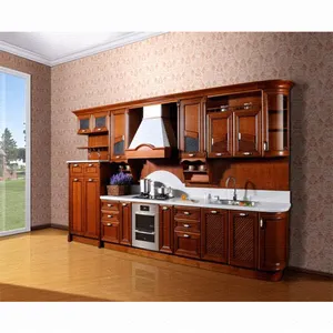 Красные кухонные шкафы и кухонный шкаф из массива тополя и шейкер в стиле вишни, кухонный шкаф