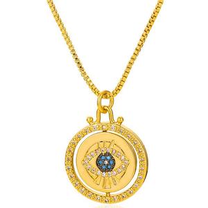 Vintage oro Ojo del diablo geométrico corazón diamante colgante cobre 18K collar gota de agua circón Palma corazón para mujer collar - Product Image 3