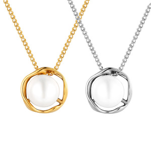 Factory Wholesale High Quality Pearl <b>Titanium</b> Steel Necklace Women's Water Pearl Pendant 14k Pearl Necklace - Product Image 1