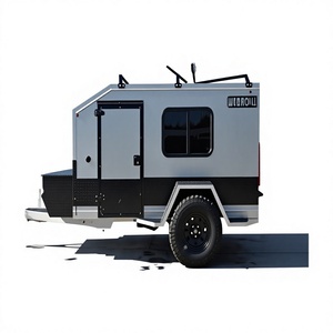 Mini caravane de voyage en aluminium pour 2 personnes, camping-car tout-terrain avec évier de cuisine, sol en bois, design moderne - Product Image 2